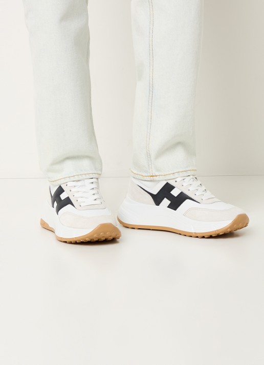 Hogan Hi-Fi sneaker van leer met suède details - voorkant 6 wit