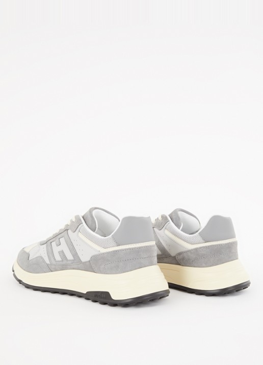 Hogan Hyperlight sneaker van leer met mesh details  - achterkant 3 grijs
