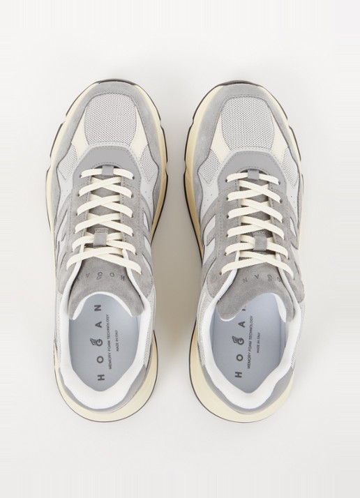 Hogan Hyperlight sneaker van leer met mesh details  - detail 5 grijs
