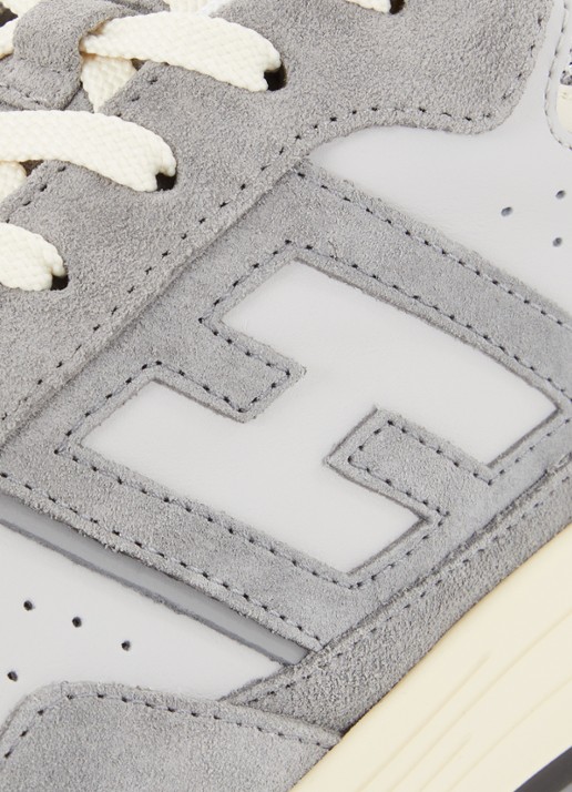 Hogan Hyperlight sneaker van leer met mesh details  - detail 7 grijs