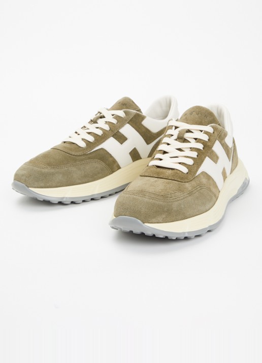 Hogan Hyperlight sneaker van suède met details van leer - detail olijfgroen