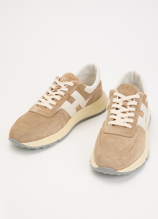 Hogan Hyperlight sneaker van suède met details van leer - detail zand