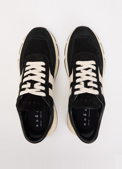 Hogan Hyperlight sneaker van suède met details van leer  - detail 2 zwart
