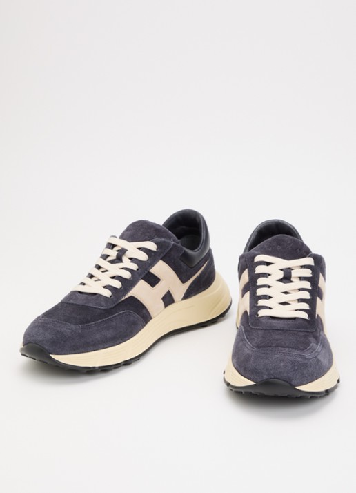 Hogan Hyperlight sneaker van suède met details van leer  - detail donkerblauw