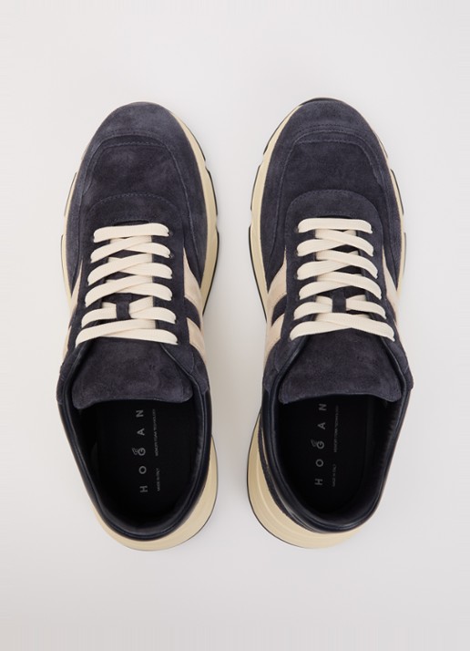 Hogan Hyperlight sneaker van suède met details van leer  - detail 2 donkerblauw