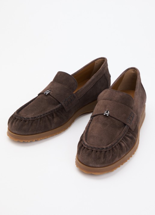 Hogan Mocassin van suède - detail 2 donkerbruin