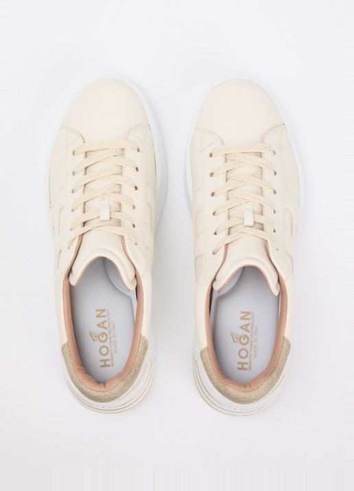 Hogan Rebel sneaker van leer met details van lurex - detail 3 creme