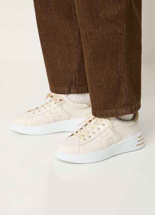 Hogan Rebel sneaker van leer met details van lurex - voorkant 6 creme