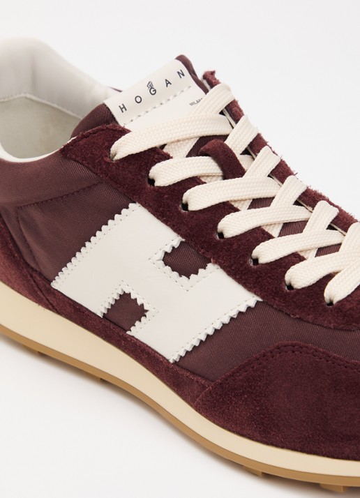 Hogan Sneaker met suède details - detail 5 bordeauxrood