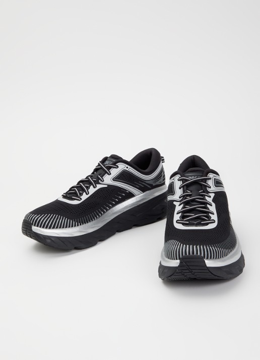 HOKA Bondi 7 sneaker met gebreid bovenwerk en logo - detail 2 zwart
