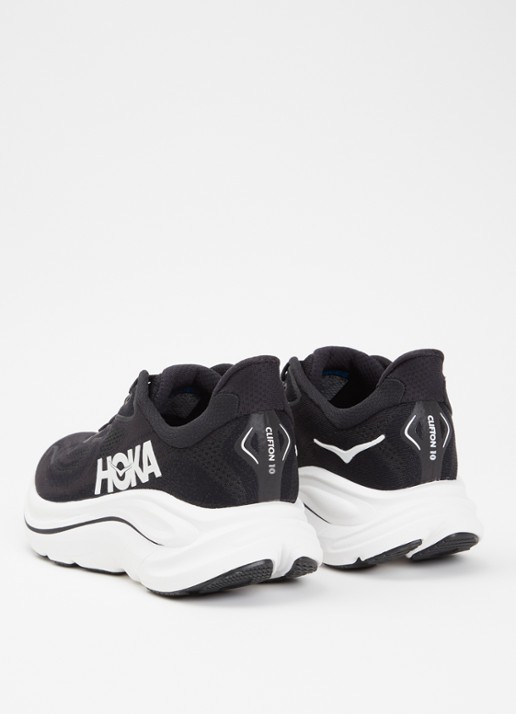 HOKA Clifon 10 hardloopschoen met reflecterende details - achterkant zwart