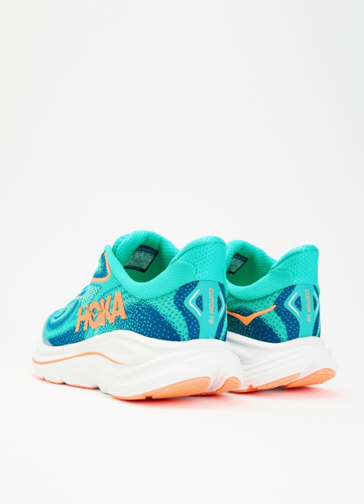 HOKA Clifton 10 sneaker met print - achterkant 4 turquoise