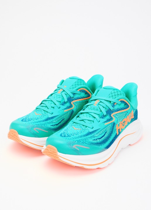 HOKA Clifton 10 sneaker met print - voorkant 2 turquoise