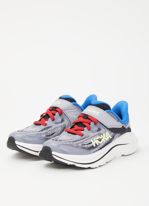 HOKA Clifton sneaker van mesh met logo - voorkant 2 grijs
