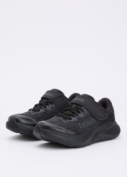 HOKA Rincon 4 hardloopschoen met gebreid bovenwerk en logo - voorkant 4 zwart