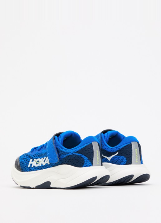 HOKA Rincon 4 sneaker met gebreid bovenwerk en logo - achterkant kobaltblauw