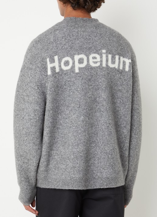 Hopeium Fijngebreid vest in alpaca wolblend met backprint