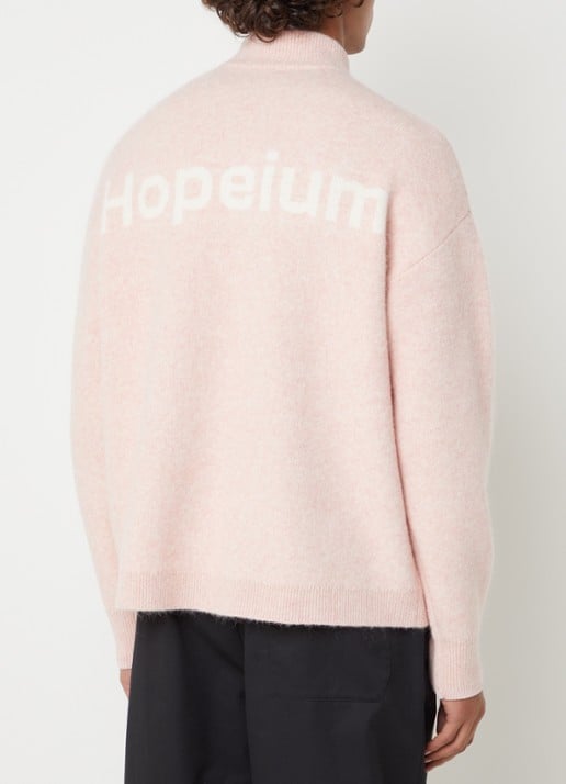 Hopeium Fijngebreide trui in alpaca wolblend met logoprint