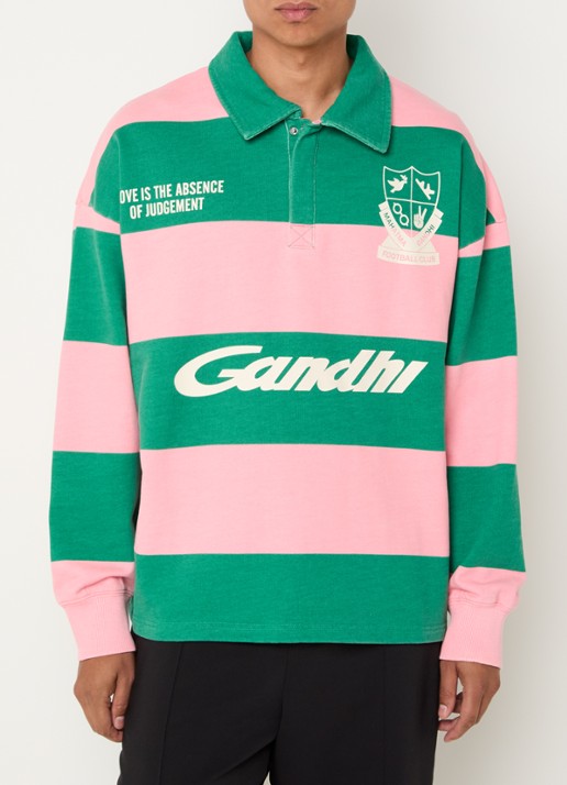 Hopeium Ghandi sweater met polokraag - detail 3 groen