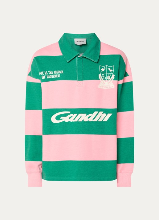 Hopeium Ghandi sweater met polokraag - voorkant groen
