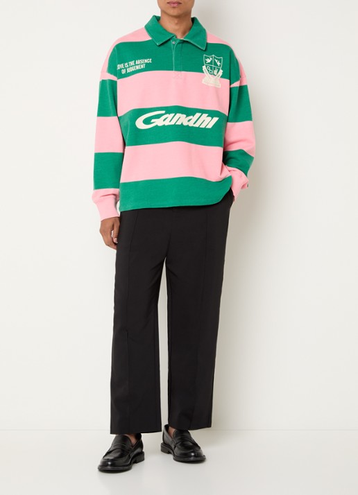 Hopeium Ghandi sweater met polokraag - voorkant 2 groen
