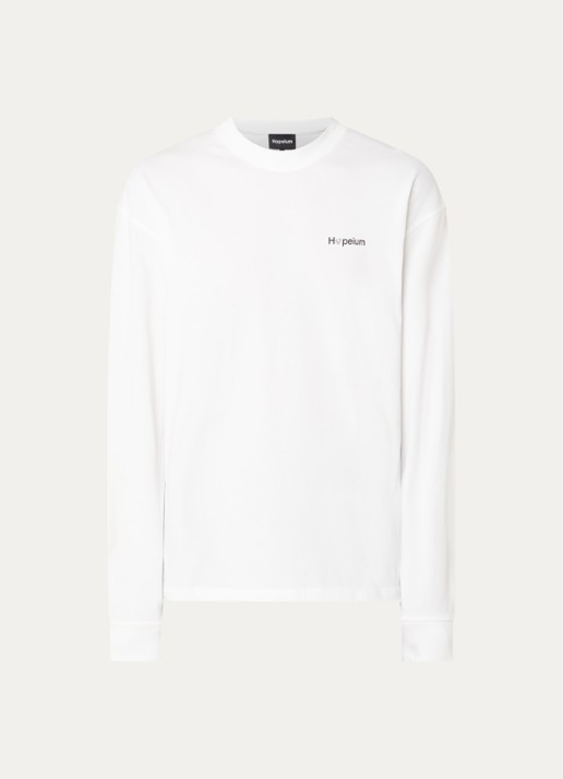 Hopeium Longsleeve met logo- en backprint - voorkant 2 wit