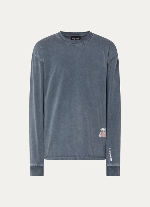 Hopeium Longsleeve met logo- en backprint - voorkant donkergrijs