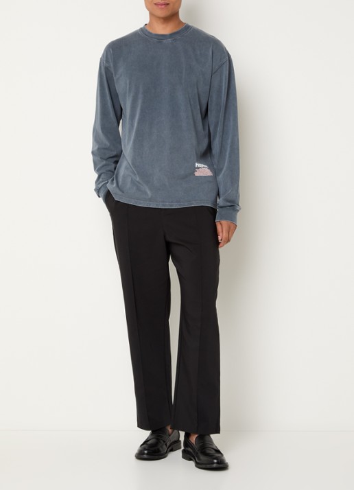 Hopeium Longsleeve met logo- en backprint - voorkant 2 donkergrijs