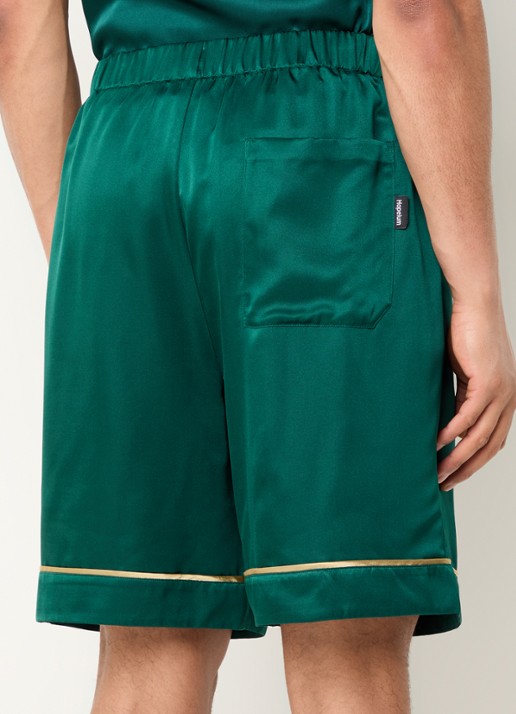 Hopeium Loose fit korte broek van zijde - achterkant 4 groen