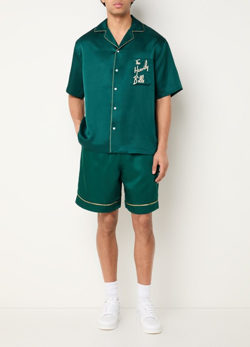 Hopeium Loose fit korte broek van zijde - voorkant 3 groen