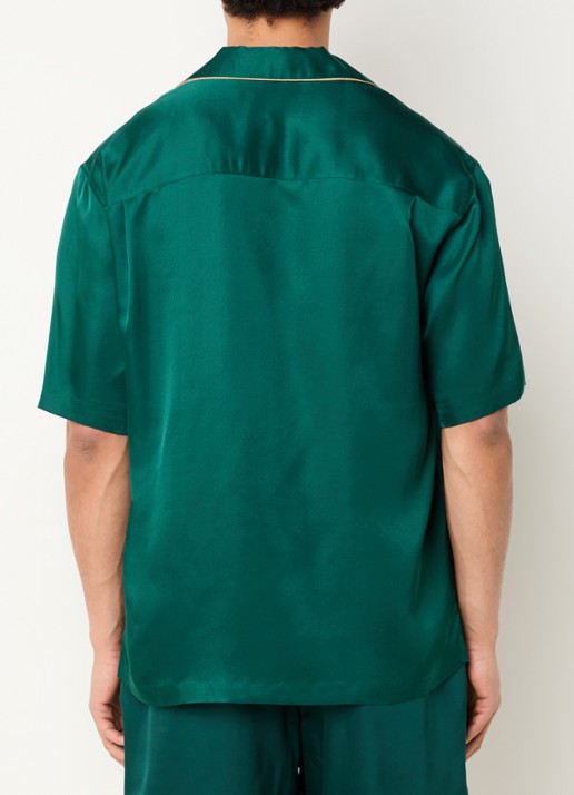 Hopeium Regular fit overhemd van zijde met logo - achterkant 3 groen