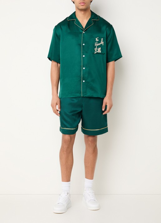 Hopeium Regular fit overhemd van zijde met logo - voorkant 2 groen