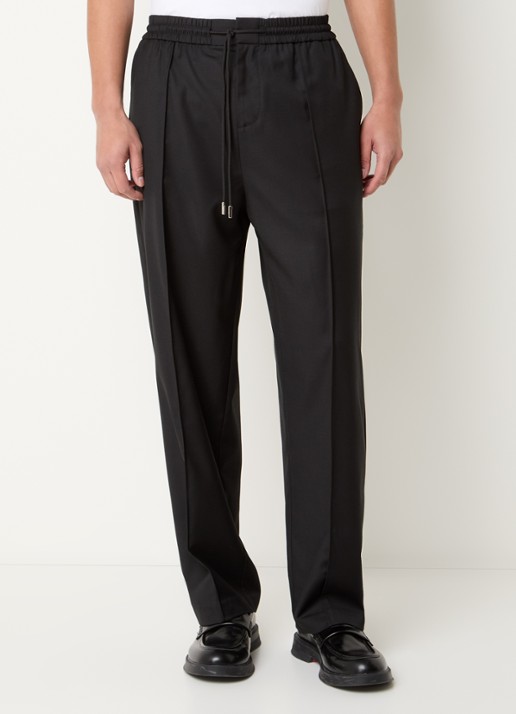 Hopeium Straight fit pantalon in wolblend met steekzakken en trekkkoord