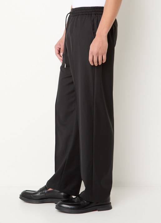 Hopeium Straight fit pantalon in wolblend met steekzakken en trekkkoord - detail 4 zwart