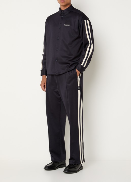 Hopeium Straight fit trackpants met ritszakken en logo - voorkant 5 zwart