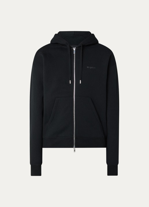 Hopeium Sweatvest met logo- en backprint - voorkant 4 zwart