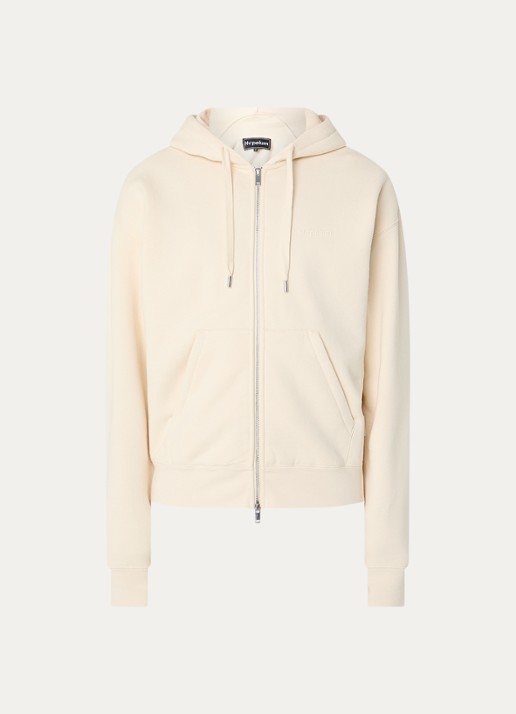 Hopeium Sweatvest met logo- en backprint - voorkant creme