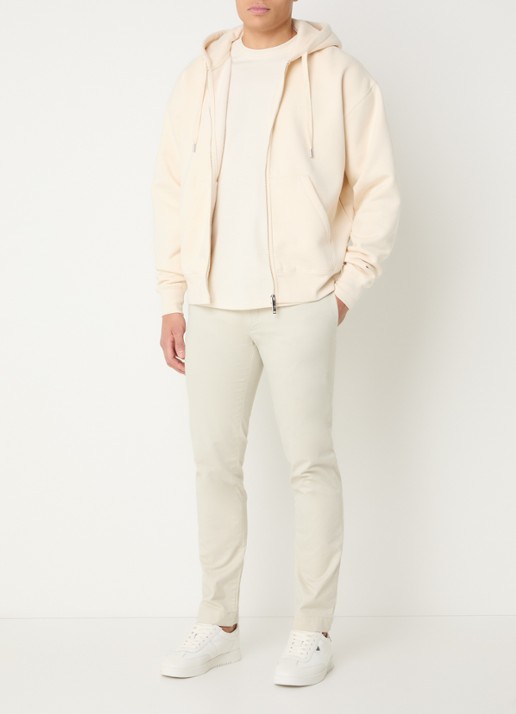 Hopeium Sweatvest met logo- en backprint - voorkant 2 creme