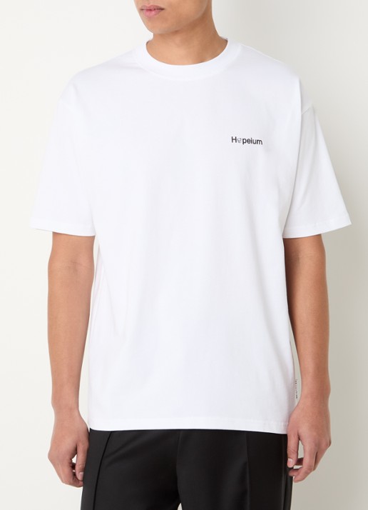Hopeium T-shirt met logo- en backprint - achterkant wit