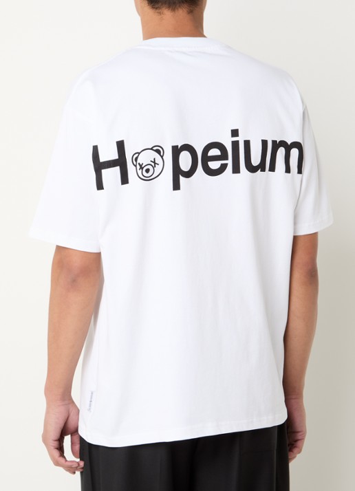 Hopeium T-shirt met logo- en backprint