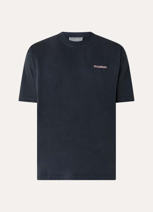 Hopeium T-shirt met logo- en backprint - voorkant 3 antraciet