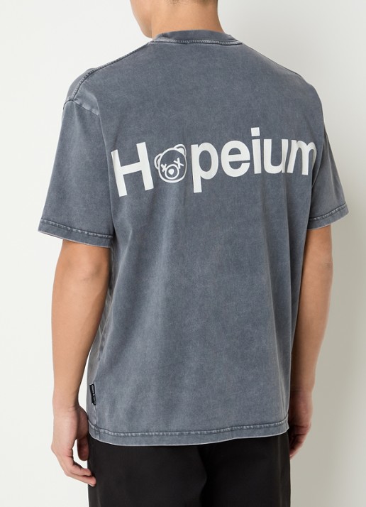 Hopeium T-shirt met logo- en backprint - detail 2 donkergrijs