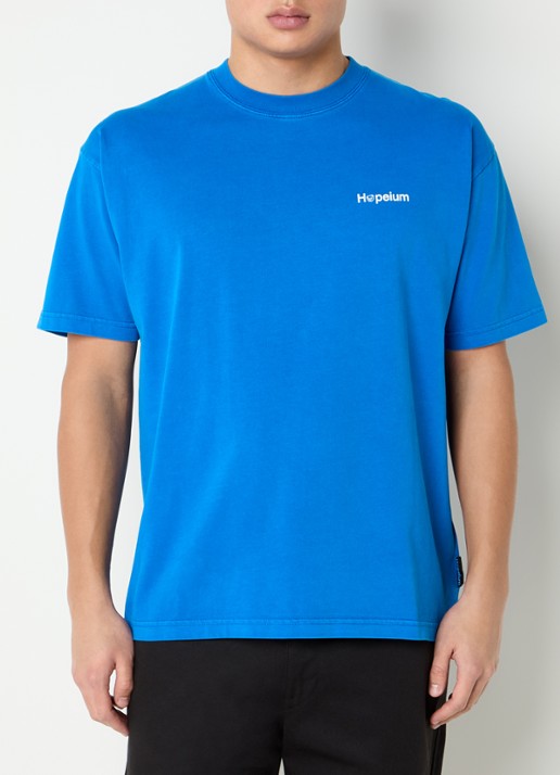 Hopeium T-shirt met logo- en backprint - achterkant 4 blauw
