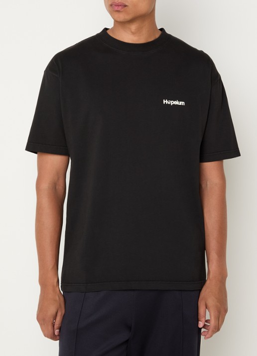Hopeium T-shirt met logo- en backprint - achterkant 4 zwart
