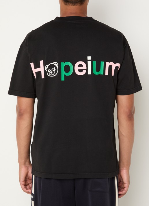 Hopeium T-shirt met logo- en backprint