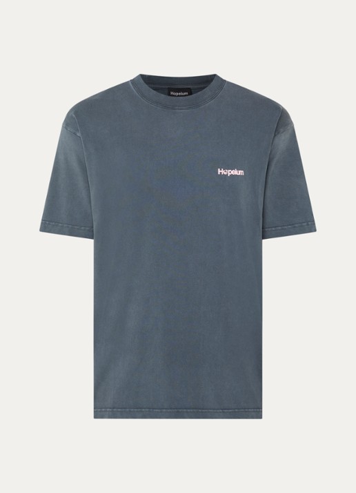 Hopeium T-shirt met logo- en backprint - voorkant 2 donkergrijs