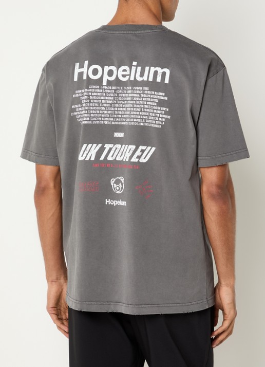 Hopeium T-shirt met logo- en backprint - detail 3 grijs