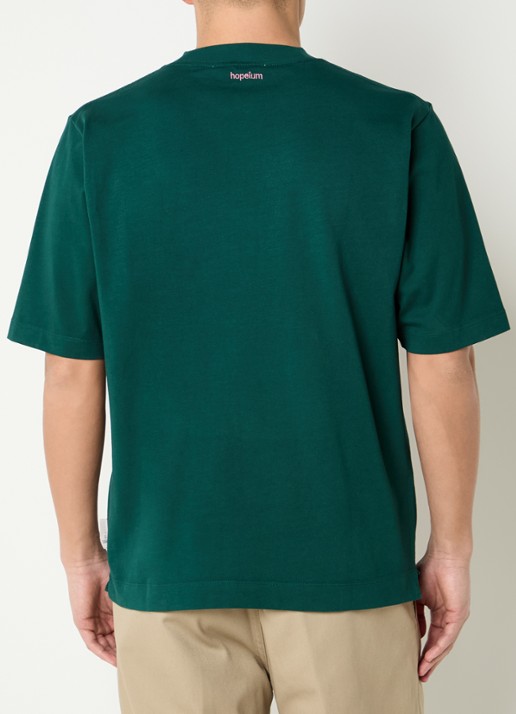 Hopeium T-shirt met logoprint - achterkant 3 groen