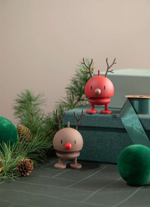 Hoptimist Soft Reindeer Bumble S ornament 7,2 cm - voorkant 2 rood