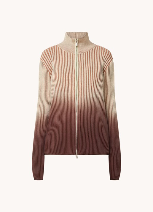 House of Sunny Verona ribgebreid vest met dip-dye dessin en logoborduring - voorkant 2 bruin